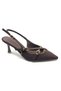 Feles Staple Buckle Detailed Open Back Stiletto Heeled Women's Shoes Brown - 3