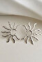 Silver Color Sun Modern Earrings - 4