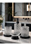 Crystal Series Glass Black Bathroom Set, 4-Piece Liquid Soap Dispenser, Brush Holder, Solid Soap Dispenser, Cotton Swab Holder