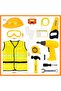 Kids Construction Worker Costume Set, Toddler Dress Up with Helmet Light & Electric Drill - 6