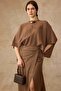 Anvelop Skirt Casual Blouse Combination Linen Double Set S.Brown 9455-Tk - 7
