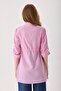 Maternity Shirt, Pink Poplin Cotton Fabric, Detailed with Side Ties and Folded Sleeves - 5