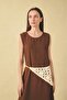 A-Line Round Neck Back Embroidery Detailed Linen Blend Sleeveless Dress H3361Ax26Sm - 2