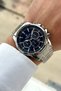 100% Original Silver Color Steel Band Navy Blue Dial Steel Men's Watch with Bracelet Gift - 4