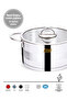 26 cm Cylinder Deep Steel Pot |   8.2 L |   18/10 Stainless Steel |   Induction Base |   304 Quality - 3