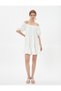 Mini Madonna Collar Dress Off-The-Shoulder Layered Daisy Detail - 2