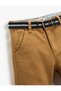 Fabric Trousers Slim Fit Belted Pockets Adjustable Elastic Waist Adjustable Elastic Waist - 3