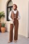 Tie-Front Vest and Trousers Double Set - Tan - 3