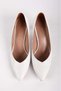 Women's Genuine Leather Low Heel Stiletto Shoes White - 4