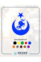 Falcon and Moon Star Turkish Flag Car Sticker 17X17 cm Blue