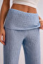 Bubble Fabric High Waist Folded Belted Comfortable Women's Wide Leg Sweatpants - 3