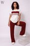 Women's Oysho Short Sleeve T-Shirt Tracksuit Set Loose Fit Casual Comfortable Fit Burgundy - 2