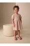 Baby Girl and Child Waffle Fabric Dress Checkered Brown