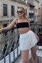 White Loose Cut Double Layer Women's Sports Shorts - 2