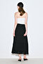 تنورة طويلة مطرزة ومتعددة الطبقات باللون الأسود - 7
