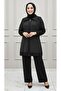 Gorgeous Stone Set Stone Detailed 2-Piece Tunic Trousers Stylish Hijab Combination