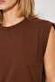 Crew Neck Sleeveless Cotton T-Shirt - Brown - 5