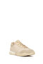 Women's Beige Lace-Up Leather Sneaker 26Pfd14216F - 8