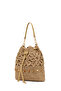 Women's Beige Long Strap Drawstring Straw Handbag 26Sbd2755M7 - 5