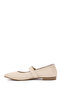 Women's Beige Buckle Leather Ballerinas 26Pfd200318 - 3