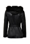 Hillary Women Black Collar Fur Hooded Leather Coat 25Wge56051M - 2