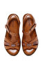 Women's Tan Strappy Thick Sole Leather Comfort Sandals 26Sfd320318 - 4