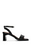Women's Black Ankle Buckle Thick Heeled Shoes Genuine Leather Sandals 25Sfd131218