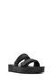 Women's Black Banded Thick Soled Jelly Slippers 25Sfe4751Pv - 6