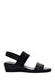 Women's Black Leather Sandals with Filled Heels 26Sfd151714