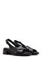 Women's Black Ankle Buckle Short Heeled Leather Sandals 26Sfd341418 - 2