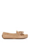 Women's Beige Tasseled Suede Leather Loafer 26Pfd151210