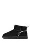 Women's Black Fur Detailed Suede Leather Teddy Boots 25Wfd478010 - 4