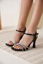 Black women's stone embellished sandals tr20my15a