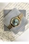 Mona Round Gold Green Dial Steel Women's Wristwatch