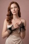 Short Polka Dot Ankle Bridal Gloves Black Evening Dress Event Night Party Promise Henna Engagement Graduation - 8