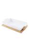 Natura Rectangular Baking Dish With Bamboo Base 800ml- White - 3