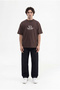 Men's Embroidered Jacquard Oversize T-Shirt Brown - 4