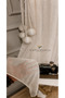 Cream Color Topcuklu Donati Linen Embroidered Non-Ironing Wrinkle-Resistant 3 Layer Pleated Tulle - 2