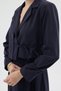 Navy Blue Double-Breasted Jacket and Skirt Set with Tie Detail - 6