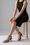 Lily Women's Short Heeled Shoes Sandals Evening Dress Wedding Graduation Office Comfortable Stylish Shoes Acıkahve - 4