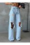 Trend Iconic Design Wide Leg Jean with Ripped Details - Iconic Wide Leg Jean Ripped Detail - 8