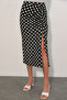 Women's Slit Polka Dot Skirt 8082 - Black - 2
