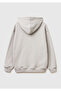 Men's Gray Melange 100% Cotton Contrast Drawstring Graphic Printed Hooded Sweatshirt - 2