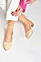 Beige Women's Ballerina Flats with Ankle Straps M726890209