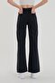 Extra High Fade-Resistant Black Palazzo Jeans Black Lycra Denim Pants - 4