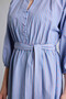 100% Cotton Crochet Collar Blue Poplin Striped Midi Dress H0110Ax26Sp - 3