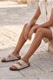 Women's Genuine Leather Daily Slippers Double Strap Slippers Eva Sole Poly Beige - 2