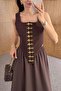 Gold Buckle Coffee Blouse - 4