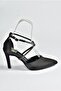 Black Satin Fabric Pointed Toe Women's Heeled Shoes M246066704 - 6