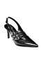 R654218308 Black Patent Leather Thin Heeled Women's Shoes - 7